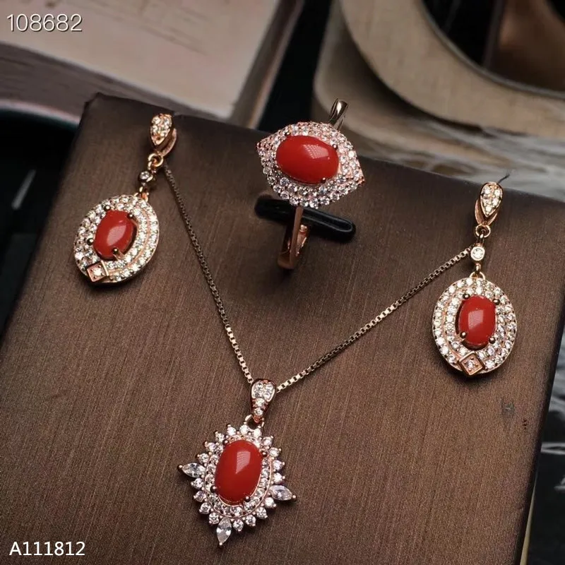 Серьги и кольцо KJJEAXCMY Boutique jewels из серебра 925 пробы с натуральным красным