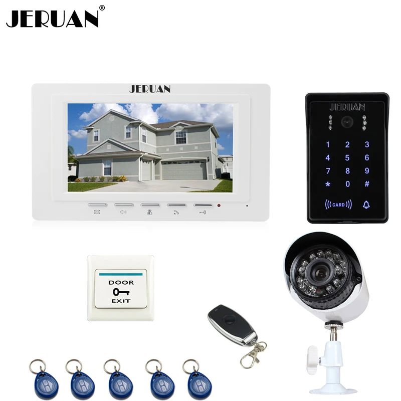 JERUAN белый 7 ''телефон видео домофон Системы монитор RFID водонепроницаемый