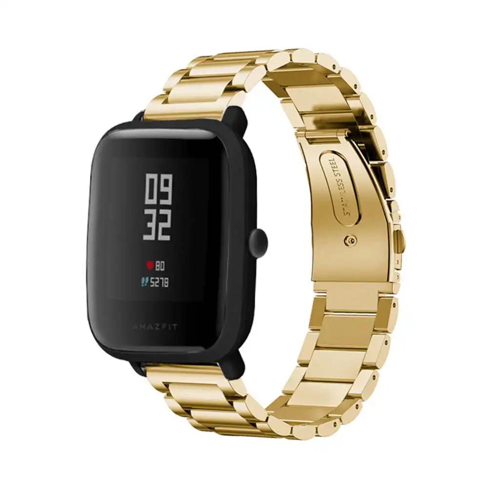 20 мм браслет на запястье для Amazfit стальной ремень ремешок для Xiaomi Huami Amazfit Bip Молодежные умные часы металлический ремешок из нержавеющей стали