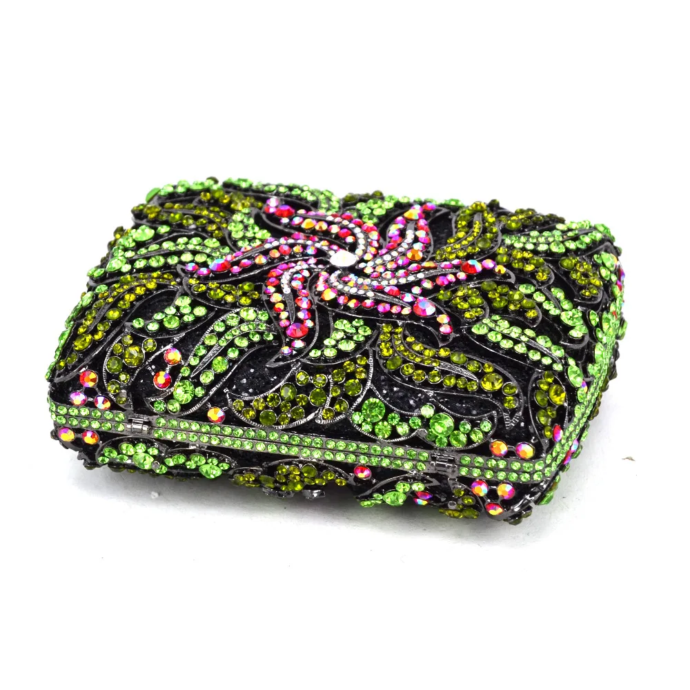 Роскошная модная зеленая обувь с украшением в виде кристаллов вечерняя сумочка