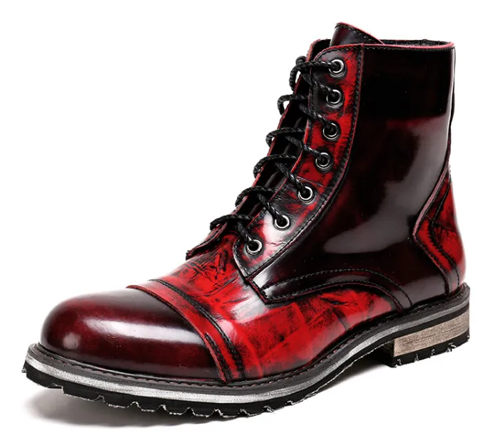 Ботинки мартинсы мужские уличные Натуральная Воловья кожа Классическая обувь с