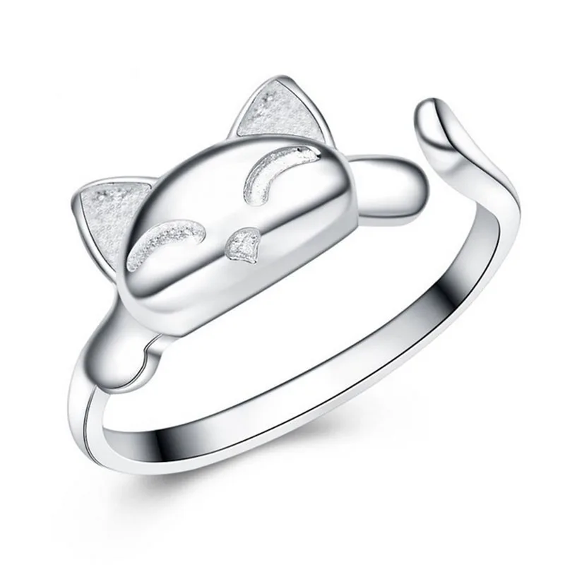

New Fashion Cute Fox Rings Lovely Animal Funny Party Finger Rings for Women 925 Sterling Silver Jewelry Free Shipping