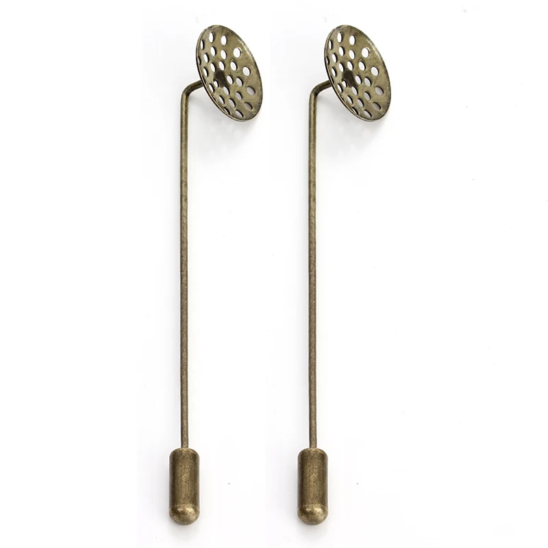 Основа для броши медная без рисунка с подносом 14 мм родиевая/Золотая/античная