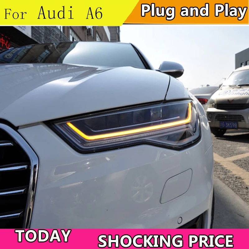 Doxa автомобильный Стайлинг для Audi A6 фары 2009-2012 2013-2018 светодиодные DRL Объектив