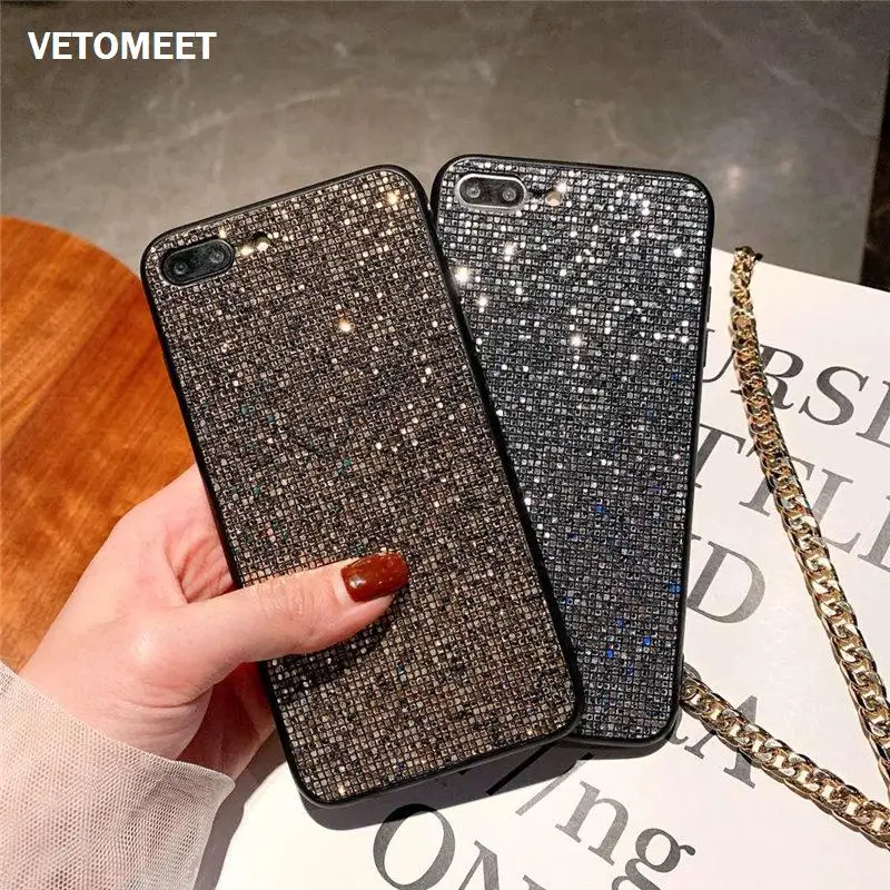Защитные Чехлы VETOMEET со стразами для iPhone X XR XS MAX роскошный мягкий силиконовый
