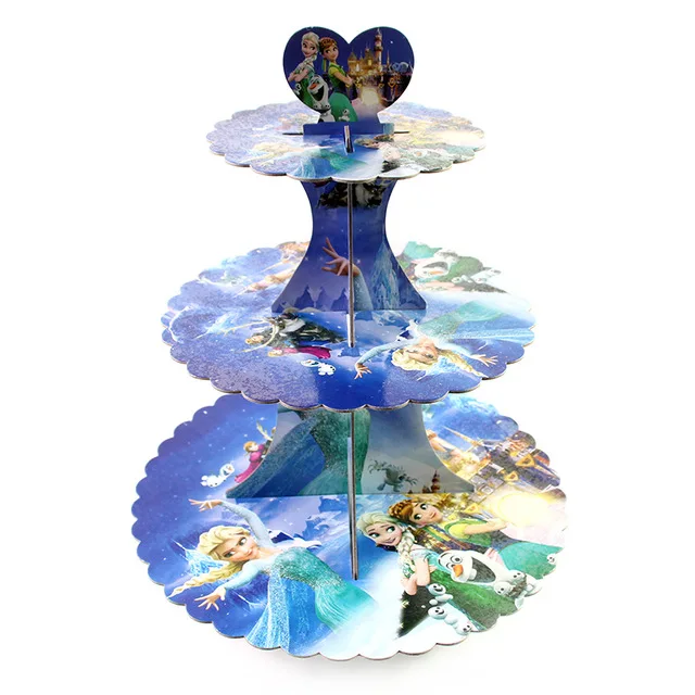 1set Cake stand Замороженные вечерние Эльза шары в форме принцесс подгузники набор посуды День Рождения декор сваренные украшения для детского душа - Цвет: 1set Cake stand