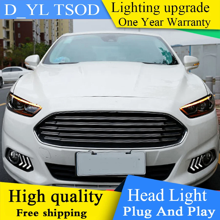 Автомобильный Стайлинг Головной фонарь для Ford Mondeo для Fusion фар в сборе 2013 светодиодный движущийся сигнал поворота Биксеноновые линзы