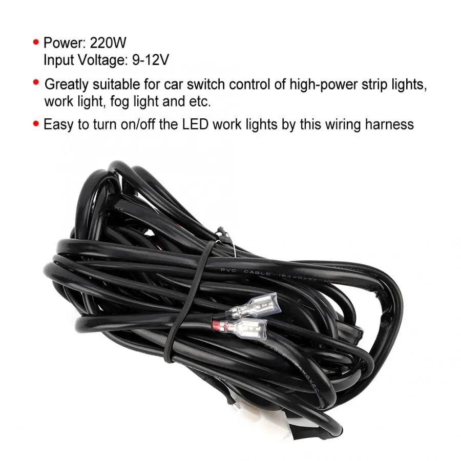 3 Meters 220W 9-12V Car Wiring Harness for LED Work Light Bar Switch On/Off Control auto accessorie | Автомобили и мотоциклы