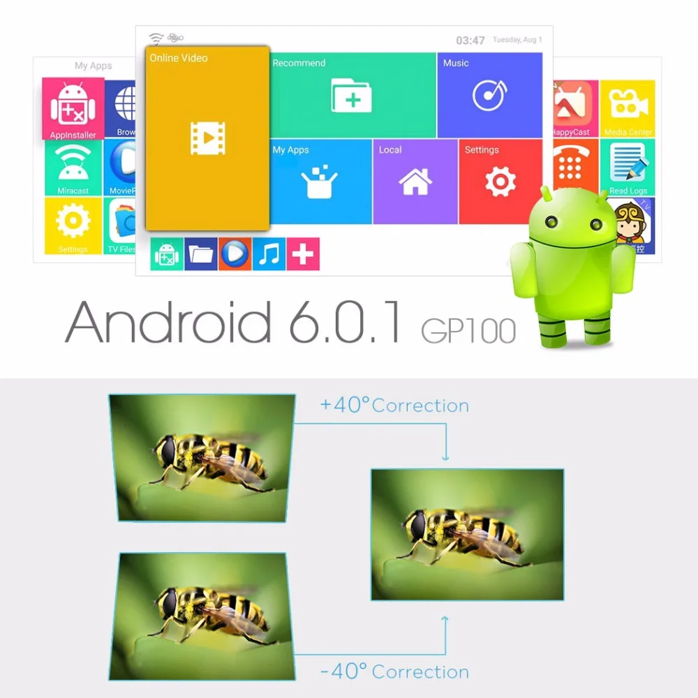 VIVIBRIGHT светодиодный проектор GP100 UP Android 6 0 разрешение 1280x800 3200 люмен встроенный wifi