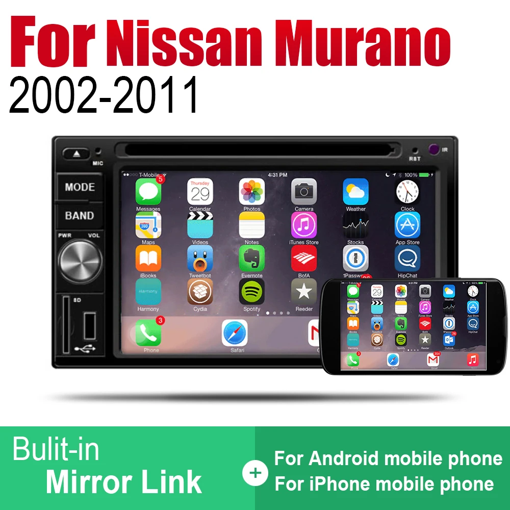 Android 2 Din Auto Radio DVD For Nissan Murano 2002~2011 Car Multimedia Player GPS Navigation System Radio Stereo