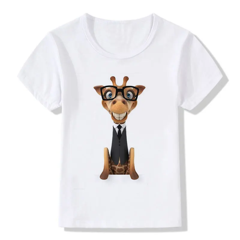 Новые летние топы детские футболки Милые Забавные с 3D принтом в виде очков жирафа