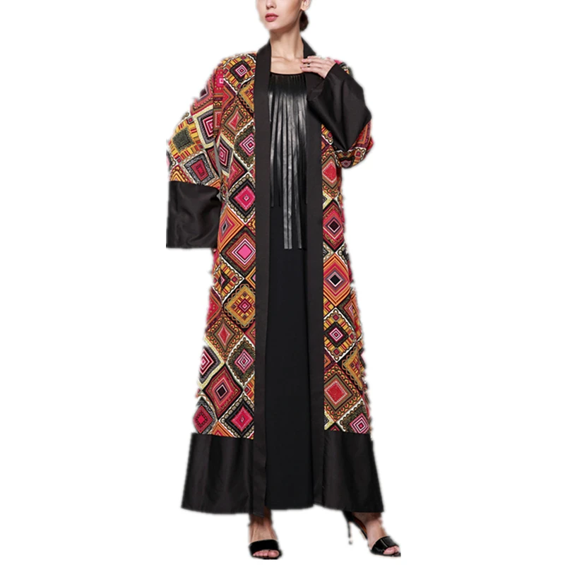 Кимоно Кардиган Дубай абайя платье плюс размер мусульманское S-5XL длинный кафтан
