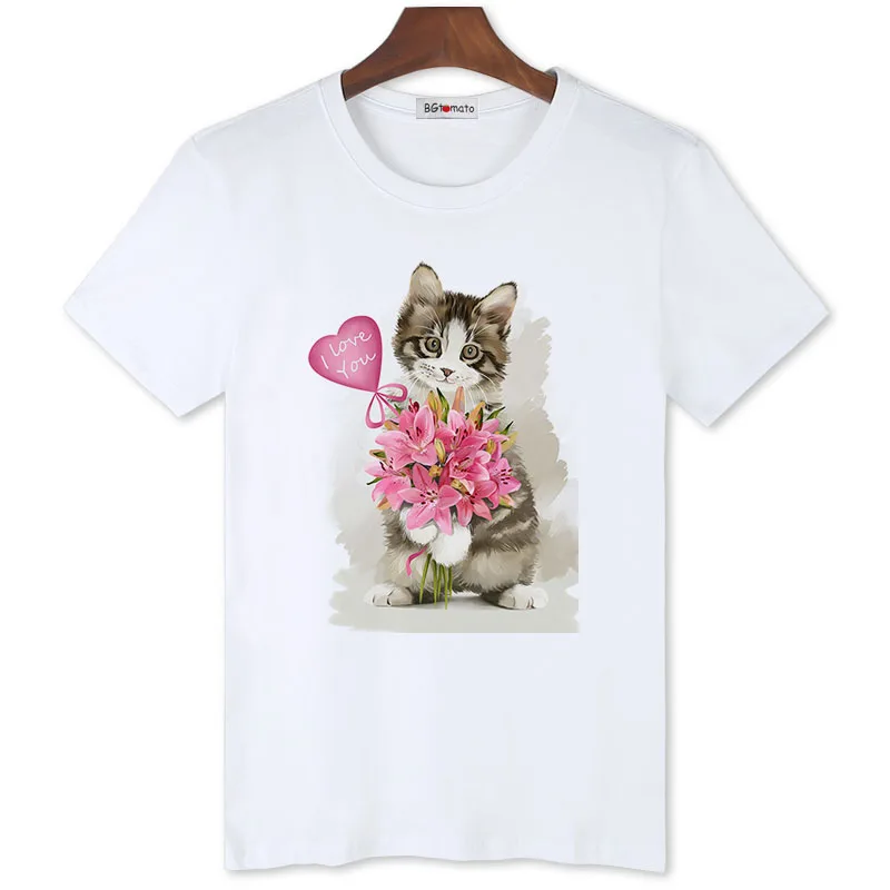 

Super cute cat tshirt mens lovely summer shirts personality tops good quality casual t-shirt for men