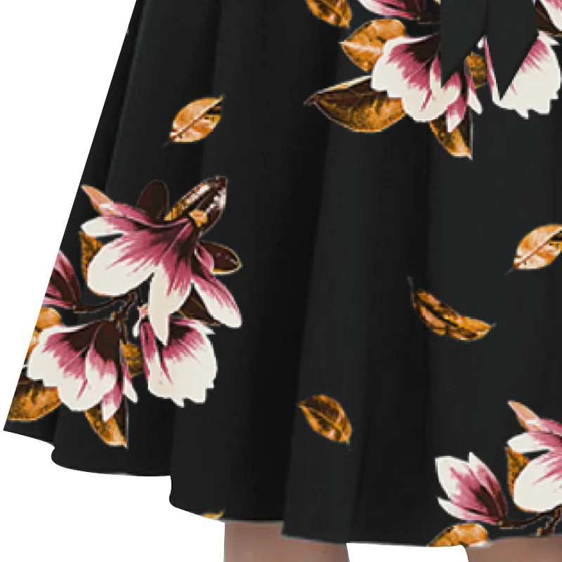 

Women Print Dress Vintage Half Sleeves Floral Slim Fit Dress for Summer H9