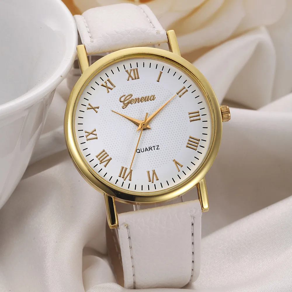 

Geneva Women Men Watch Fashion Unisex Alloy Band Analog Quartz Wrist Watch Leisure Dial PU Leather Bracelet Watches Mirar #