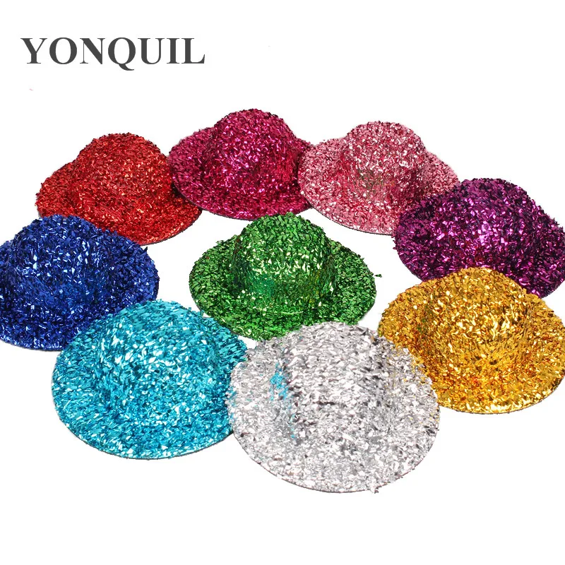 

2.75"(7CM) 9 Color Mini Top Fascinator Hats Blingbling Children Party Hats Hair Accessories 24 Pieces/Lot MH002