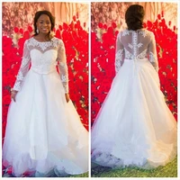 classic long sleeve a line wedding dresses lace appliques african bridal gowns plus size vestidos de noiva