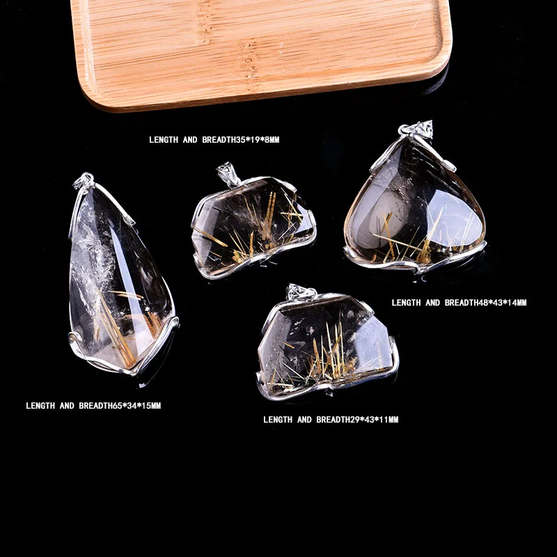 

1PC natural titanium crystal pendant crystal mineral jewelry wisdom fashion noble couple decoration pendant necklace pendant