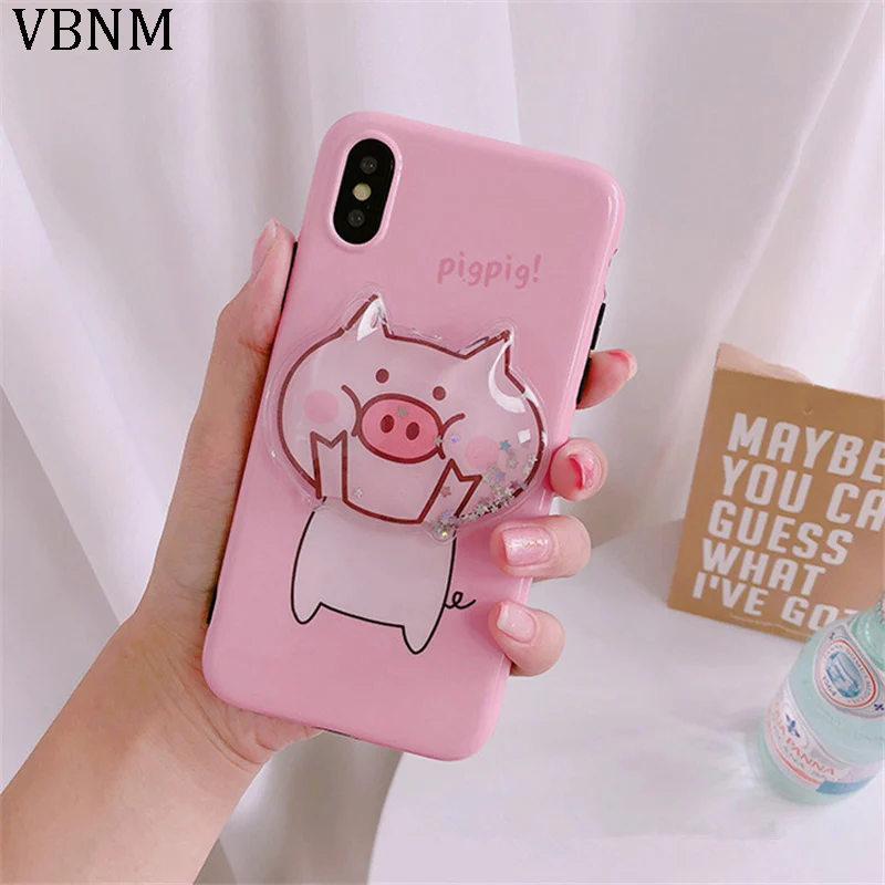 Funny Cartoon Pig Flow Quicksand Phone Case For iphone X XS Max XR 7 6s 6 8 plus Cover Soft Silicone Cases Capa |