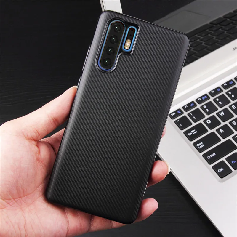 For Huawei P30 / Pro Carbon Fiber Soft Silicone Case P Smart 2019 Coque Cover Shockproof Protective Bumper |