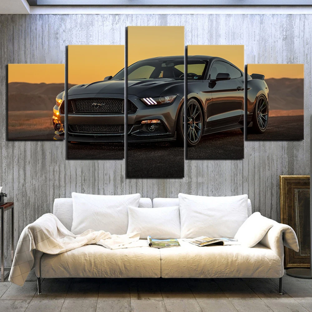 5 шт. HD Роскошная Автомобильная картина черный Ford Mustang плакат с изображением