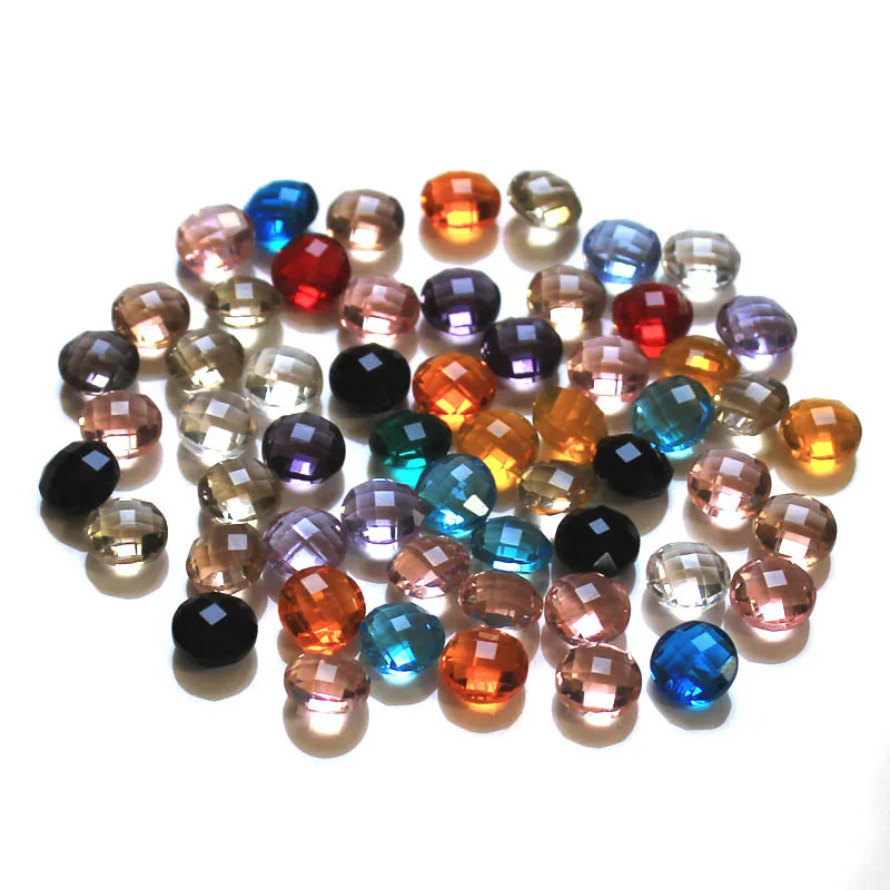 StreBelle AAA NO hole 8mm faceted round button shape glass crystal glue-on necklace accessories for fashion DIY beads 60pcs/Bag | Украшения