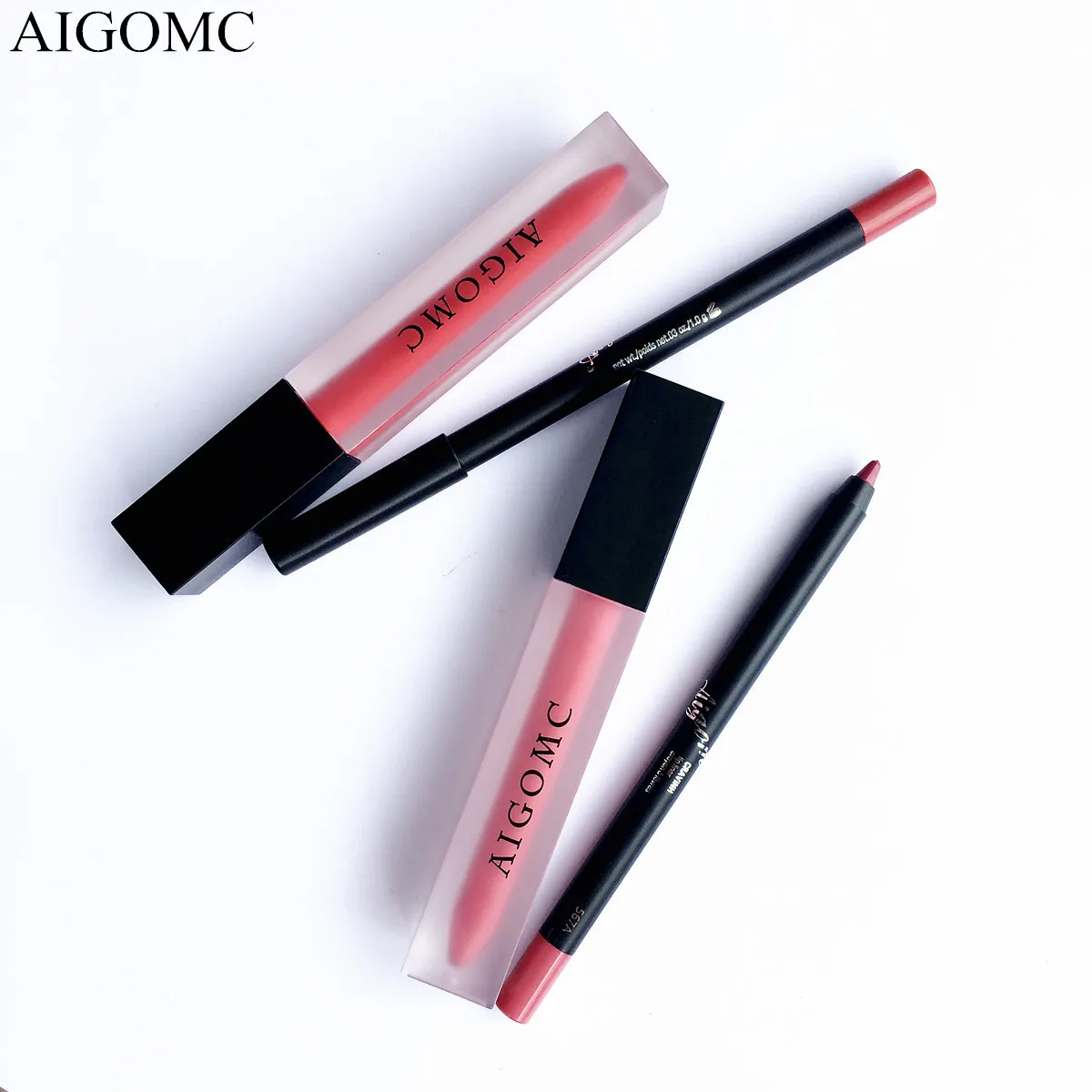AIGOMC 2pcs/Set Liquid Lipstick Lip Gloss Professional Makeup Matte Pen Kit Long Lasting Cosmetics |
