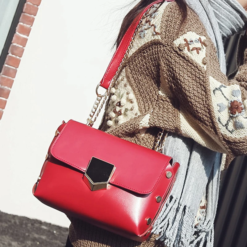 Сумка знаменитости мода стиль сумки женский цепь сумка заклепки Crossbody