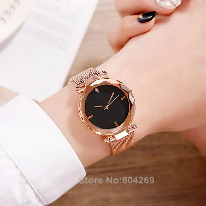Wholesale Fashion Women's Colorful Rhinestone Watches Alloy Quartz Watch Simple Lazy Lady Black Case Watches