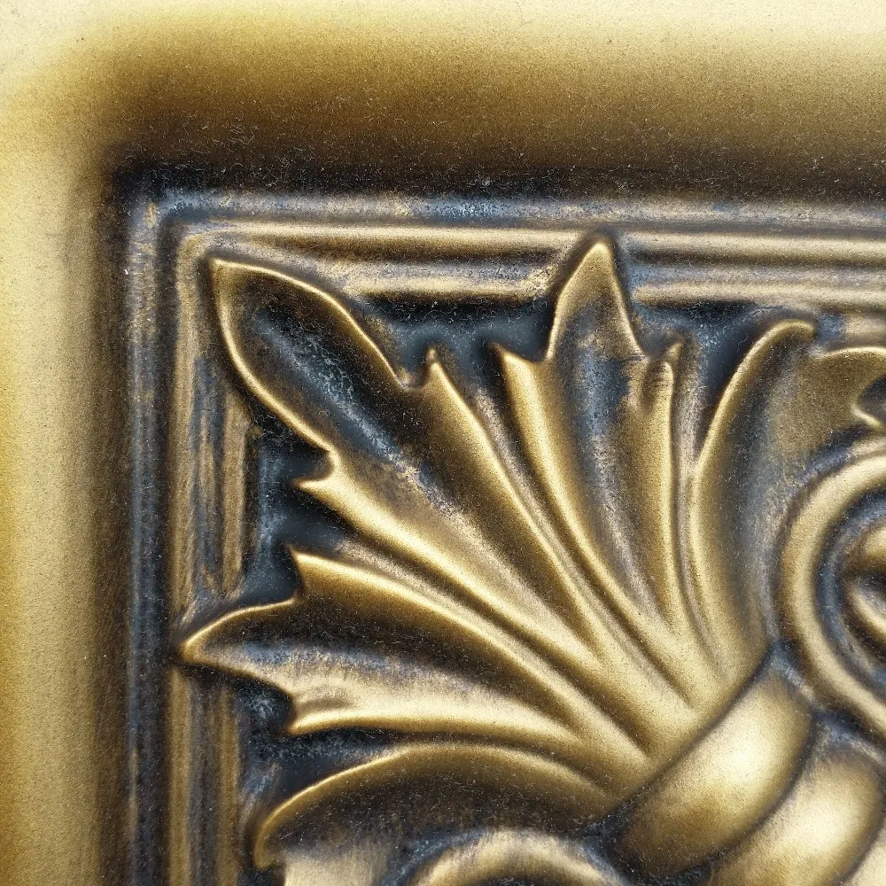 PL11 Old faux paint finishes 3D PVC ceiling tiles antique brass cafe club pub interior roof decor panels 10tiles/lot | Дом и сад