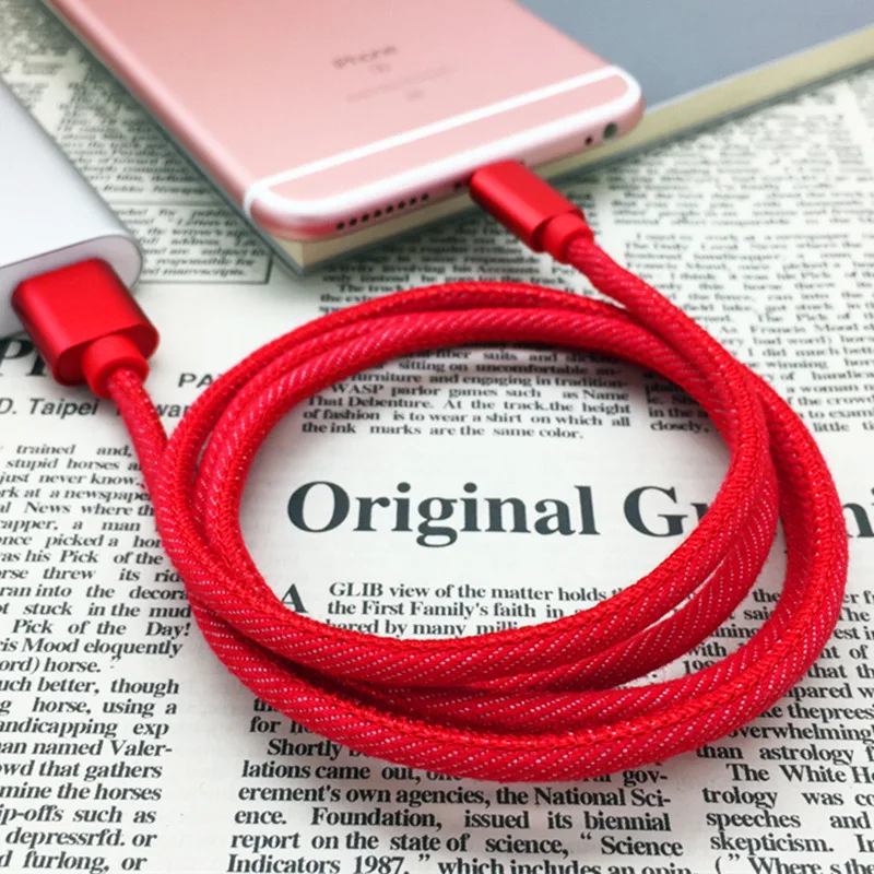 Usb кабель для передачи данных мобильного телефона iphone 5 6 7 8 X Xs Mar джинсовое голубое
