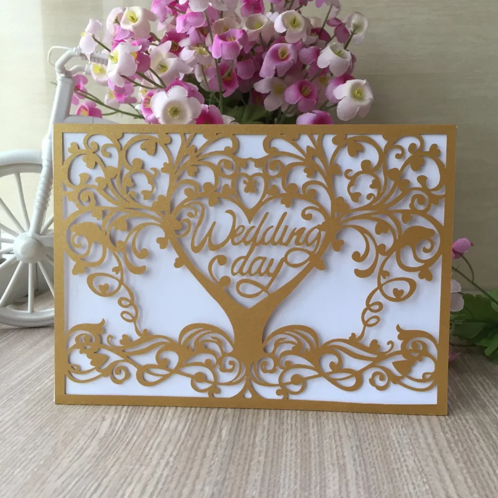 20 шт./лот новые Пригласительные открытки с дизайном дерева лазерной резки