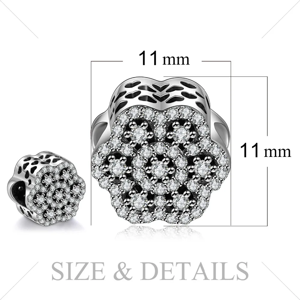 Jewelrypalace стерлингового серебра 925 ажурный цветок бисер Подвески Fit Браслеты