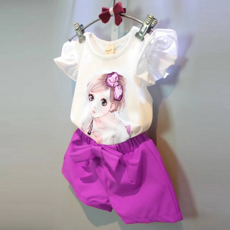 Детский летний комплект с платьем Новинка 2020 года Спортивный костюм в Корейском