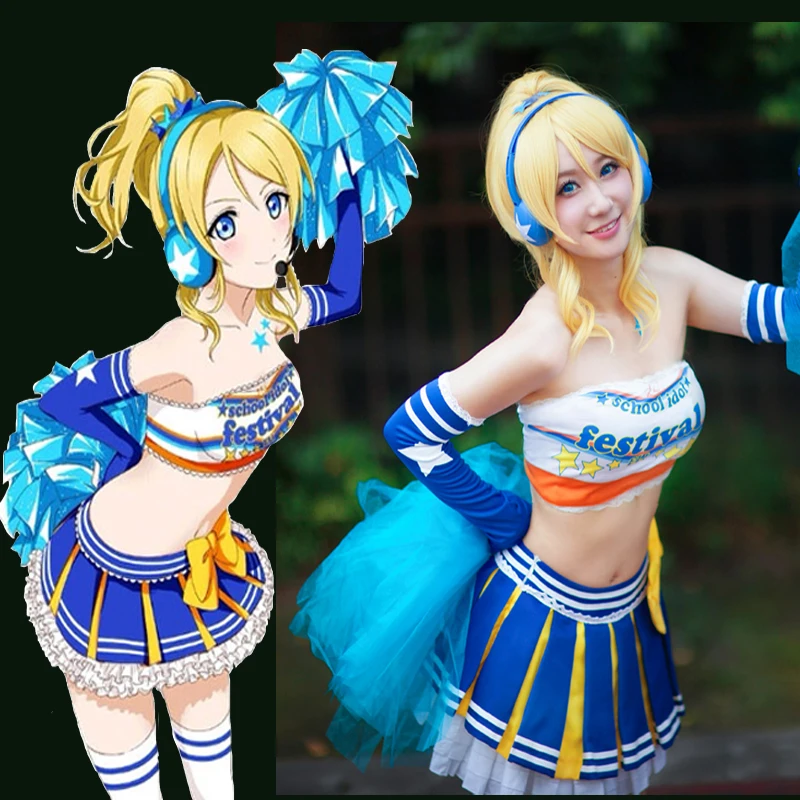 Люблю жить! Эли аяза Косплей Униформа Женщины Девушки черлидеры платье Любовь Live
