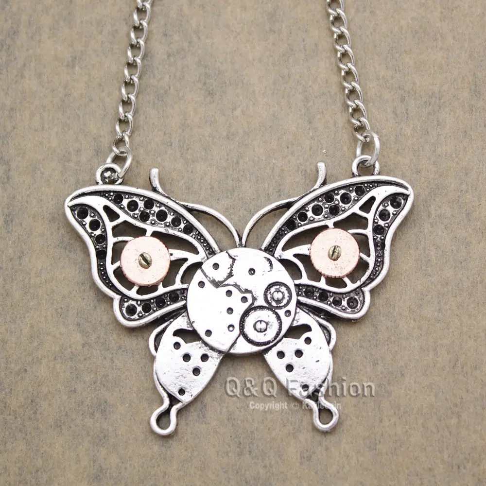 RechicGu винтажные посеребренные часы-бабочки ручная шестерня зубчатая цепочка в