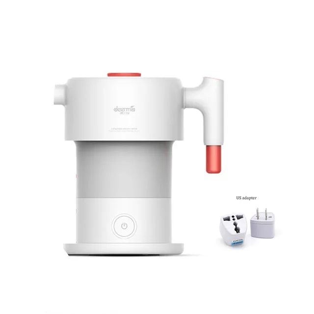 Add US Adapter Xiaomi Mijia Deerma 0.6L складной портативный чайник для воды ручной Электрический колба для воды горшок авто защита от пауэрта проводной чайник - Цвет: Add US Adapter
