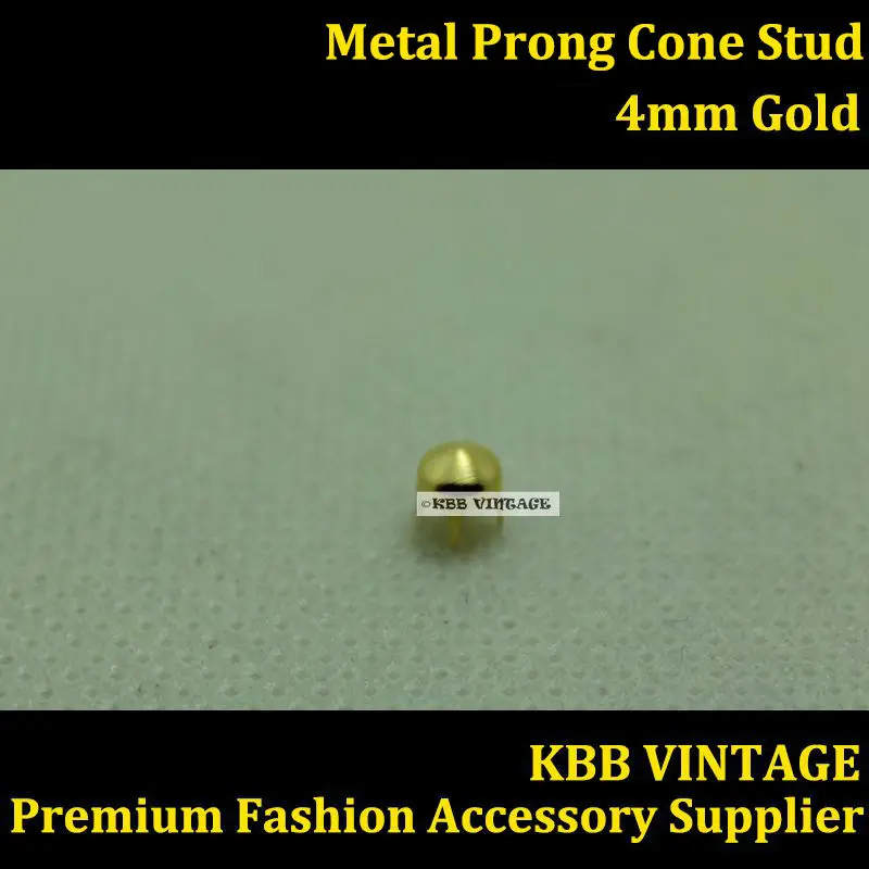 Панк DIY металлический конусный граненный шпилька 4 мм золотой с зубцами коготь
