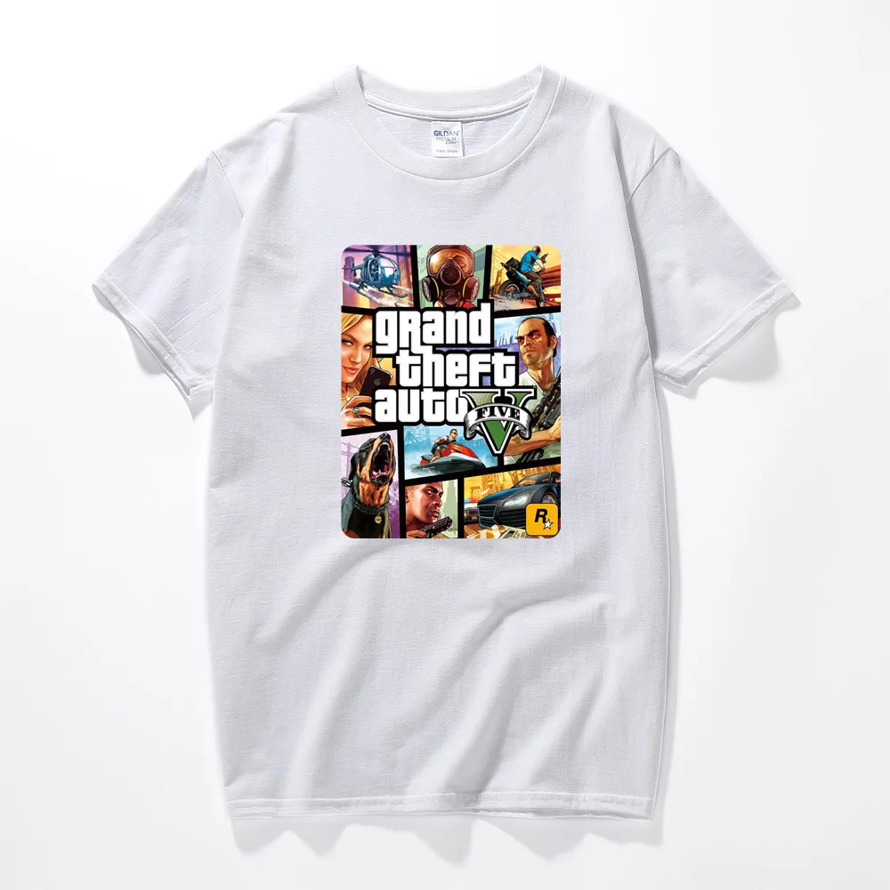 Футболка Grand Theft Auto Game GTA 5 Мужская крутая тенниска GTA5 цветная печать футболка для