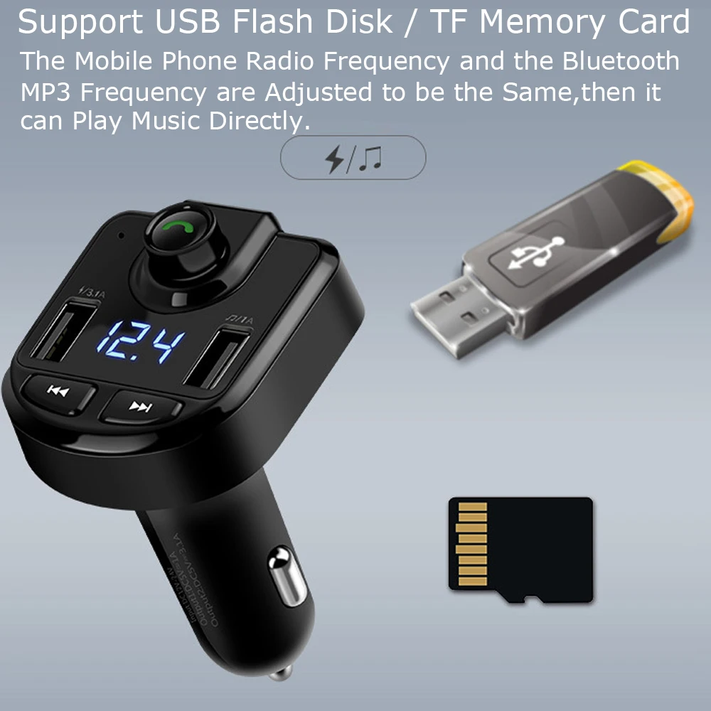 Bluetooth Беспроводной автомобиля громкой связи USB 4.1A Быстрый переходник для