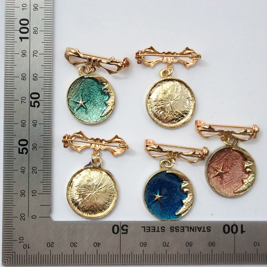 Timlee X071 Free Shipping New Cartoon Retro Moon Star Metal Brooch Pins Fashion Jewelry Wholesale | Украшения и аксессуары