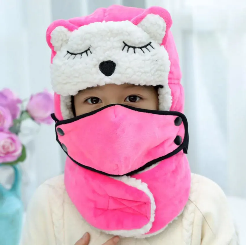 Child Dark Pink Русские шапки-бомберы для женщин, родитель-Детские шапочки, зимняя ветрозащитная Лыжная шапка с ушками и маской, теплые шапки для мальчиков и девочек - Цвет: Child Dark Pink