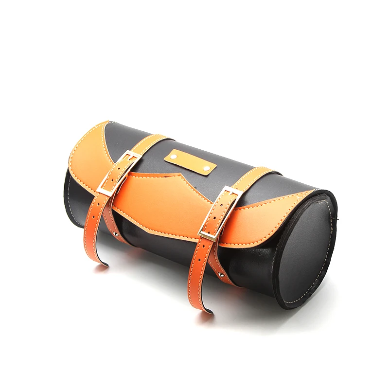 Оранжевая/черная мотоциклетная сумка из искусственной кожи круглая передняя