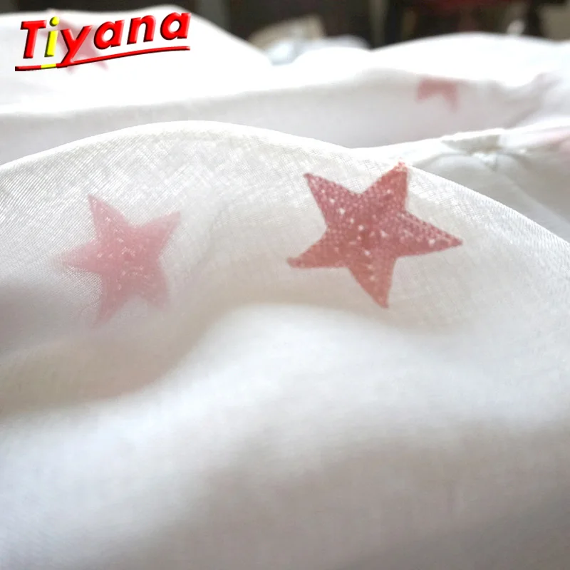 

Children Decorative Curtain Star Embroidery White Linen Tulle Curtains For Living Room Pink Star Sheer Drapes For Bedroom 159#30