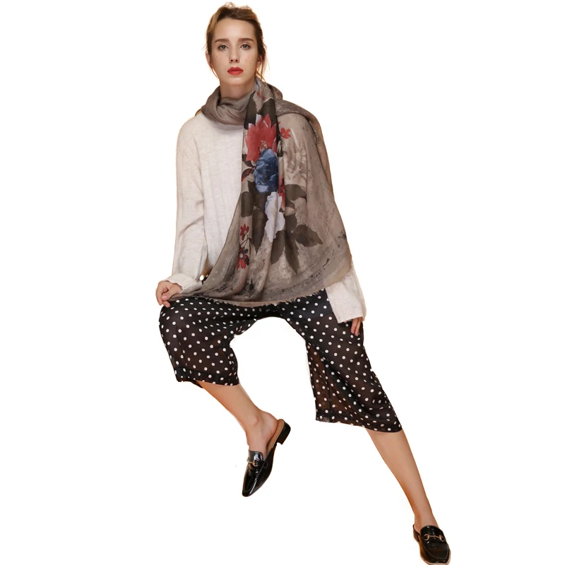 FS428 6 FS Foulard Femme цветочный принт хлопок лен хиджаб шарф шарфы для женщин дамы длинные зимние пашмины Шали Обертывания тонкий атлас осень - Цвет: FS428 6