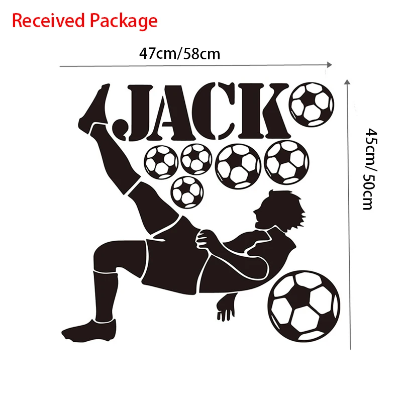 

Football Player Boys Custom Personalised Name Wall Stickers Kids Bedroom Decal decoration