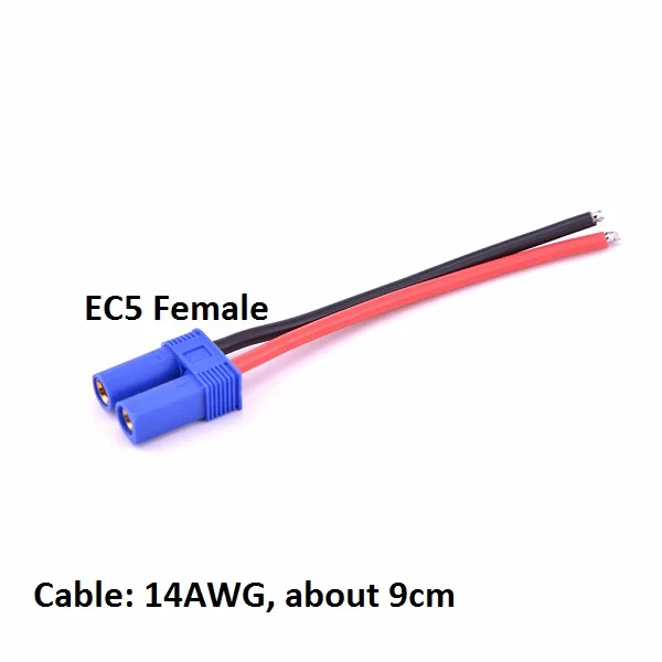 EC5Female with Cable EC3 EC5 к T Deans Разъем XT60 разъем адаптера Deans разъем 12AWG 14AWG кабель провода для RC Lipo ESC двигатель Дрон - Цвет: EC5Female with Cable