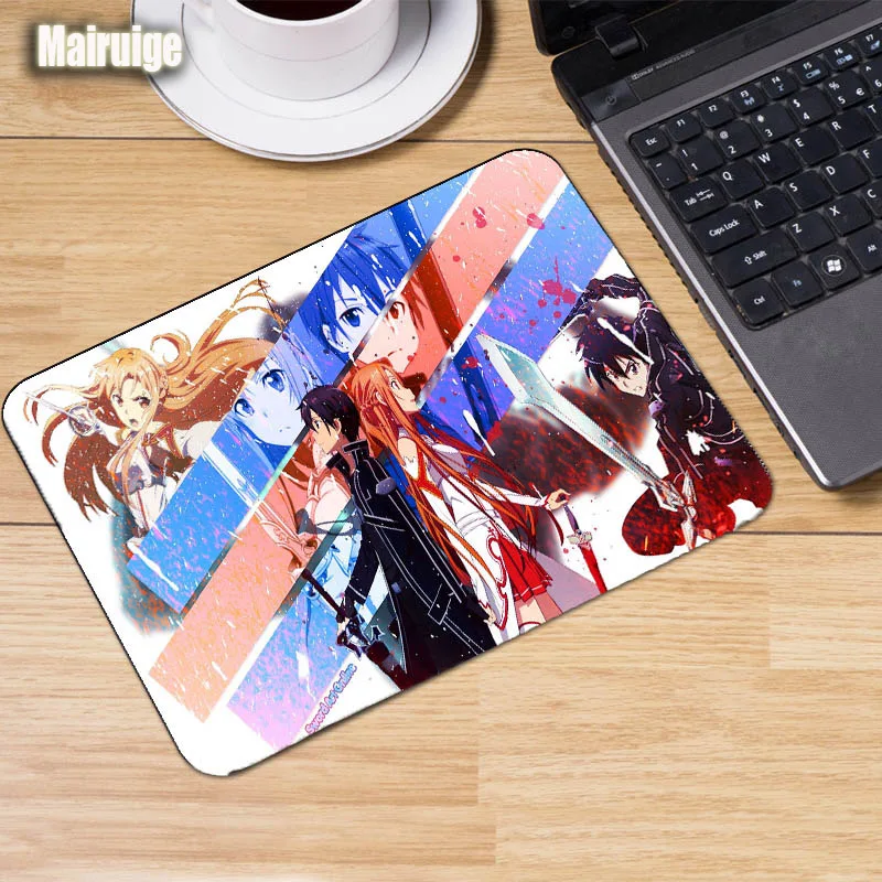 Mairuige аниме SAO DIY Дизайн узор игры Мышь pad меч Книги по искусству-Мышь pad игровые коврики Малый Размеры Таблица Мышь резина Pc коврики