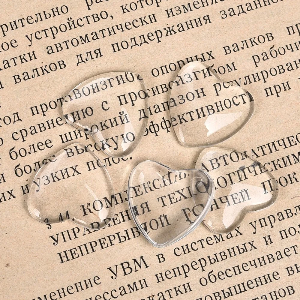 10 шт./лот 30 мм Прозрачные Стеклянные Кабошоны прозрачные сердечки и плоская