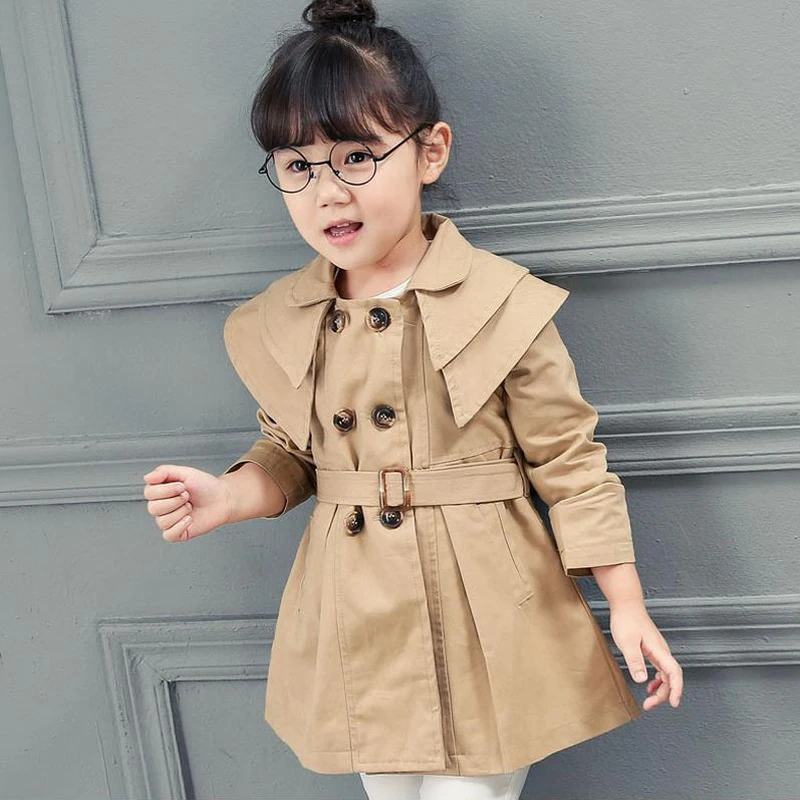 Осенний детский тренчкот с длинным рукавом и поясом XL213|girls trench|trench girltrench coat girls |